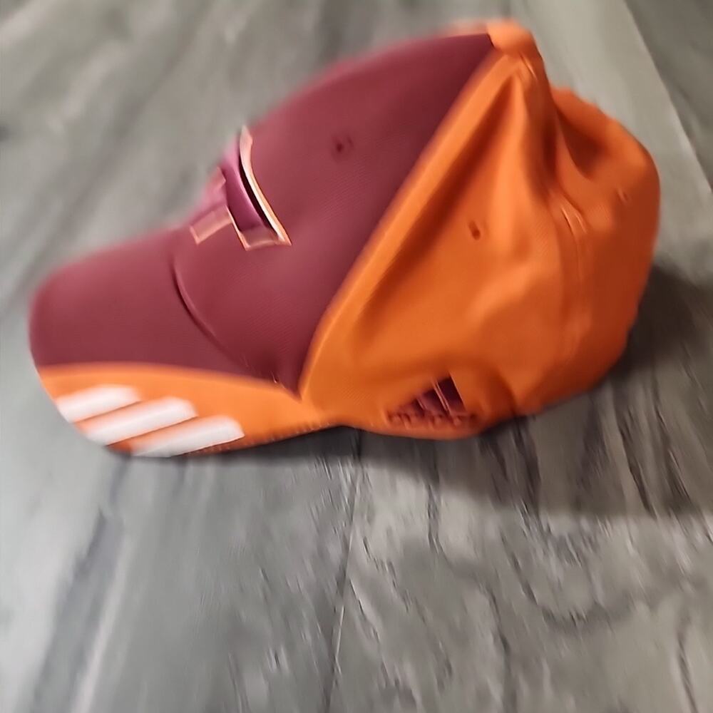 Adidas Virginia Tech Mens Hat Cap One Size Adjustable Red Orange - Picture 2 of 6